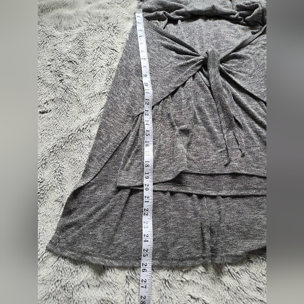 Lucky Brand Women's L Charcoal Stretchy Knit Front Tie Sporty Midi Dress - Picture 5 of 7
